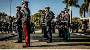 American soldiers standing in uniform honoring military service and national independence