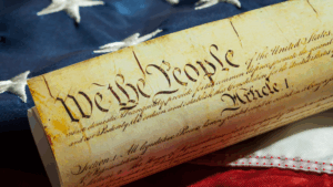 We the People' document representing the U.S. Constitution and American independence